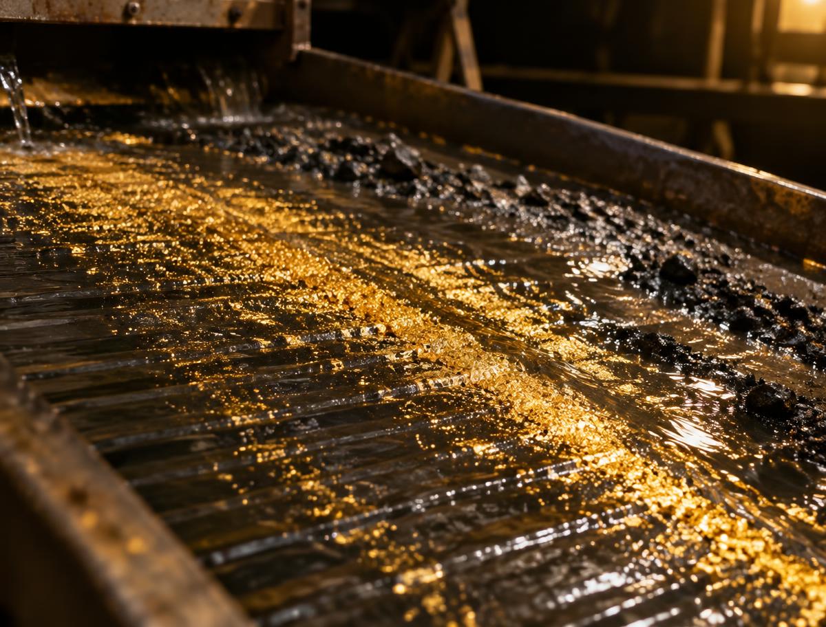 Gold concentrate separating on a shaking table